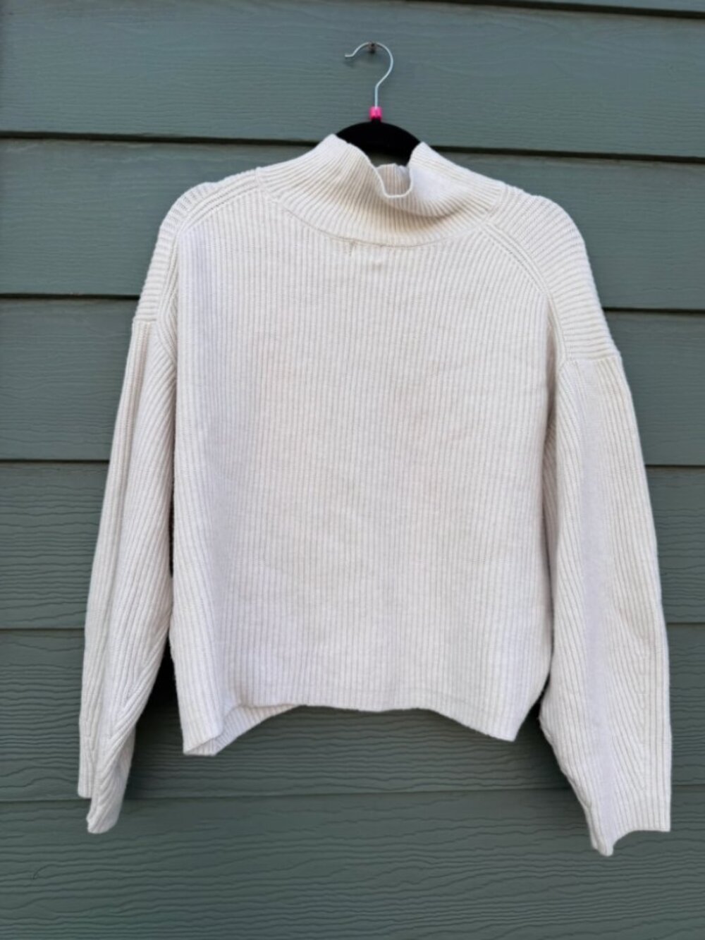 A NEW DAY Long Sleeve Off White Cropped Knit Sweater (XL)